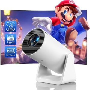 [270°Adjustable Stand] Mini projector with WiFi and Bluetooth, Outdoor Portable Movie Projector 1080P Support, Auto Keystone Home Projector for Phone/TV Stick/Laptop, WiMiUS Latest S27