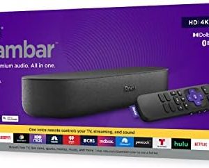 Roku Streambar | 4K HDR Streaming Device & Premium Roku Soundbar All In One, Roku Voice Remote, Free & Live TV