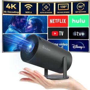 aubor Mini Projector with Android TV 11.0, Support 1080P Smart Portable Projector with 5G WiFi and Bluetooth, 10000 Lumen，Auto Keystone Correction, Premium 360 Sound, 40"-130" Screen Video Projector