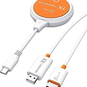 j5create ScreenCast USB-C to HDMI Wireless Display Transmitter and Receiver, Supports 1080p, Suitable for iPhone15, MacBook, iPad Pro, Chromebook, USB-C Laptops, and Android (JVAW62)